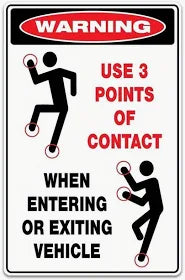 Warning: use 3-points of contact sticker