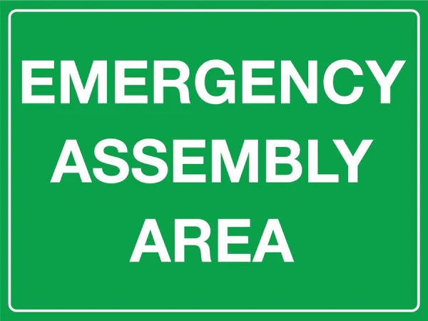 Muster point or emergency evacuation point sign